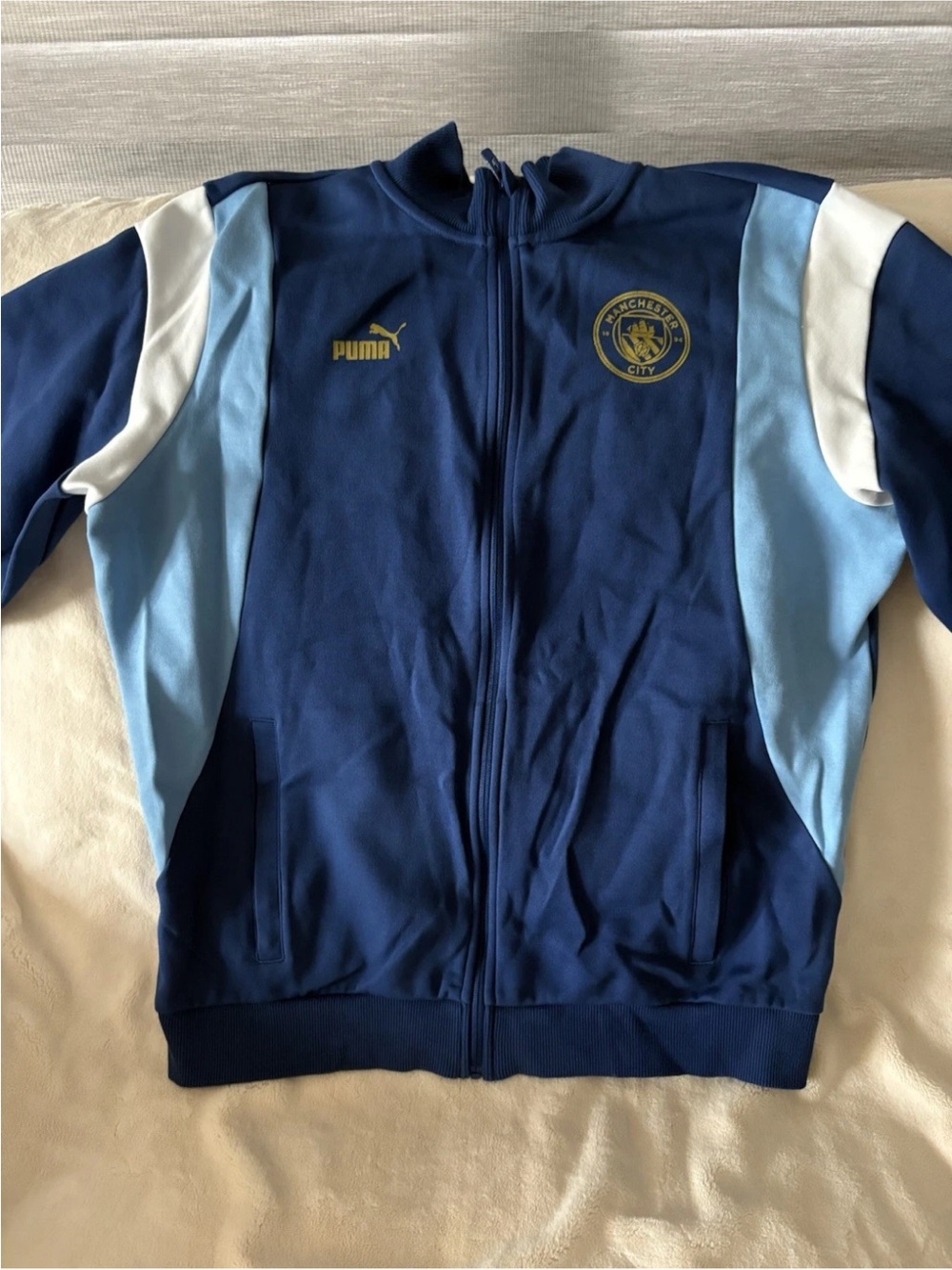 PUMA Manchester City Men's Track Jacket Blue Light Blue White XL Soccer